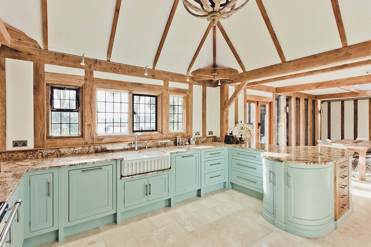 021-Samuel F Walsh Furniture Cornwall bespoke kitchens Falmouth Truro panted wood and burr oak