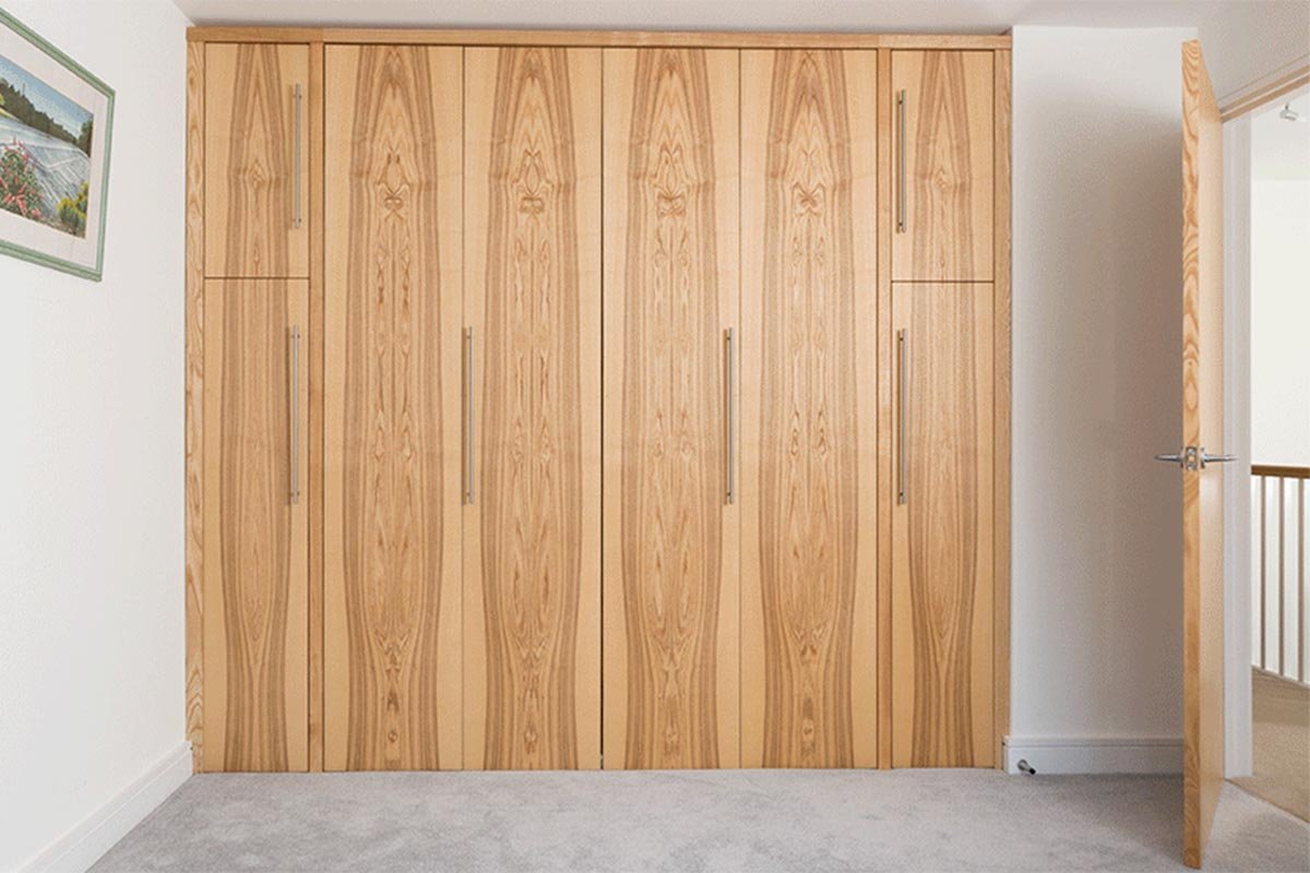 jc11 Foldaway Bed in Olive ash Samuel F Walsh Bespoke Handcrafted Furniture Fitted wardrobes Cornwall